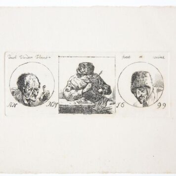 Three heads, with one smoker [set: Copies after Adriaen van Ostade] (drie mannenhoofden, waaronder een rokende.