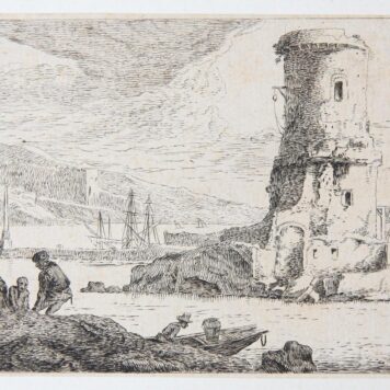 A Harbour with a round tower [set: Landscape scenes with ruins] (Haven met ronde toren).