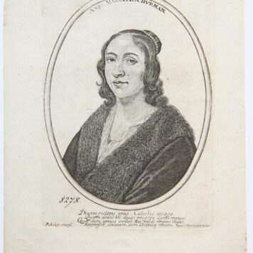 [Antique print, engraving] Portrait of Anna Maria van Schurman (Anna Maria Schuurman), published 1650.