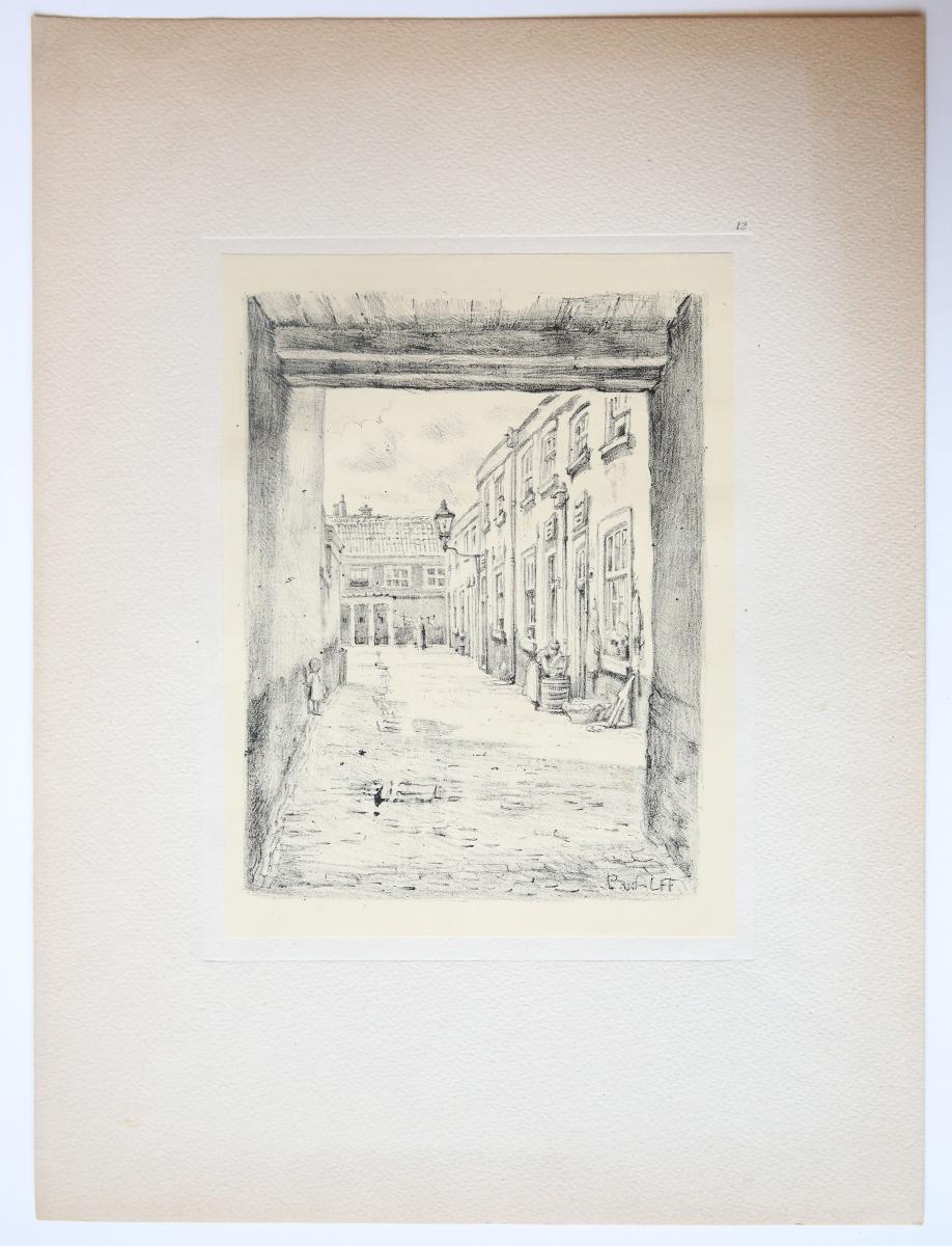 [Modern print, lithography, lithografie] Gedempte Gracht (The Hague), published around 1915.
