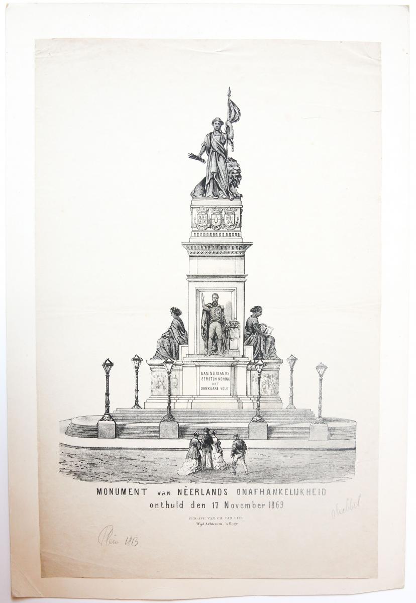 - [Lithography, litografie] Het monument van graaf Willem II te 'S Gravenhage.