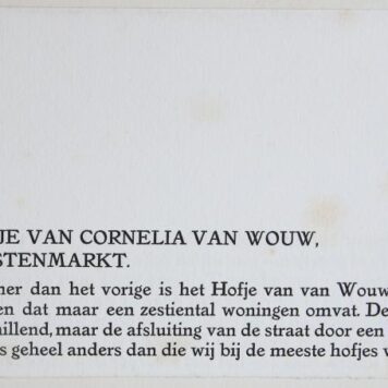 "Hofje van Cornelia van Wouw, Beestenmarkt" (The Hague).