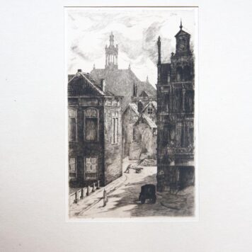 [Modern print, etching] "Achter de nieuwe kerk" (The Hague), published 19th century.