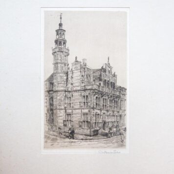 [Modern Print, etching] "Oude stadhuis" (The Hague).