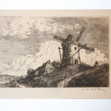 Mill in landscape.
