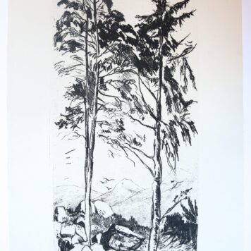 [Modern print, lithography] Trees in the mountains/ Bomen in de bergen, published ca. 1950.