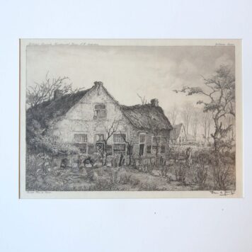 Etching/ets: "Oudste huis te Laren, Laren no. 7". Oldest house in Laren, 't Gooi.