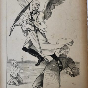 [Original lithograph/lithografie by Johan Braakensiek] Bismarck's oppositie tegen Caprivi's legerwet, 13 November 1892, 1 pp.
