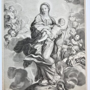 [Antique print, engraving] Immaculate Conception (Mary and Child), published ca. 1665.