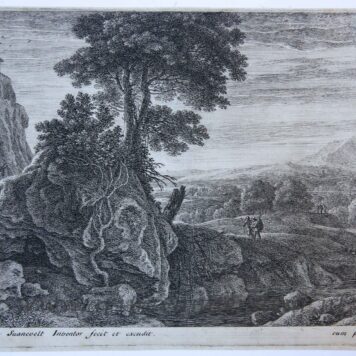 [Antique landscape print, etching] House on a rock [set: Twelve landscapes]/Huis op rots, published 1600-1650.