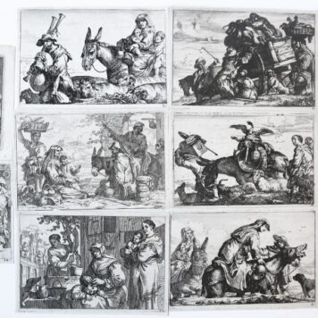 [Antique prints, etchings] Italian Peasants and animals [set of fourteen plates; eleven available] (Italiaanse boeren met dieren), published ca. 1660.