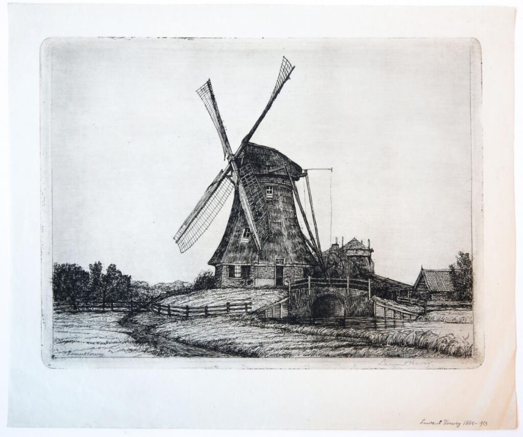 [Modern print, etching] Wind mill (windmolen), published before 1913.