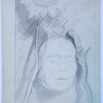 [Modern drawing and prints] Deathmask with sunflower and dagger, ca. 1900.