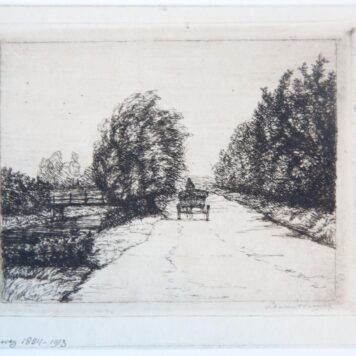 [Modern print, etching] View on path among trees with cart (pad met bomen en een kar), published 1913.