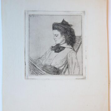 [Modern prints, etching, drypoint and aquatint] Portrait of a young woman reading (7 impressions). (zeven impressies van een jonge lezende vrouw), published 1911.