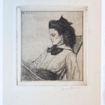 [Modern prints, etching, drypoint and aquatint] Portrait of a young woman reading (7 impressions). (zeven impressies van een jonge lezende vrouw), published 1911.