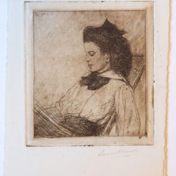 [Modern prints, etching, drypoint and aquatint] Portrait of a young woman reading (7 impressions). (zeven impressies van een jonge lezende vrouw), published 1911.