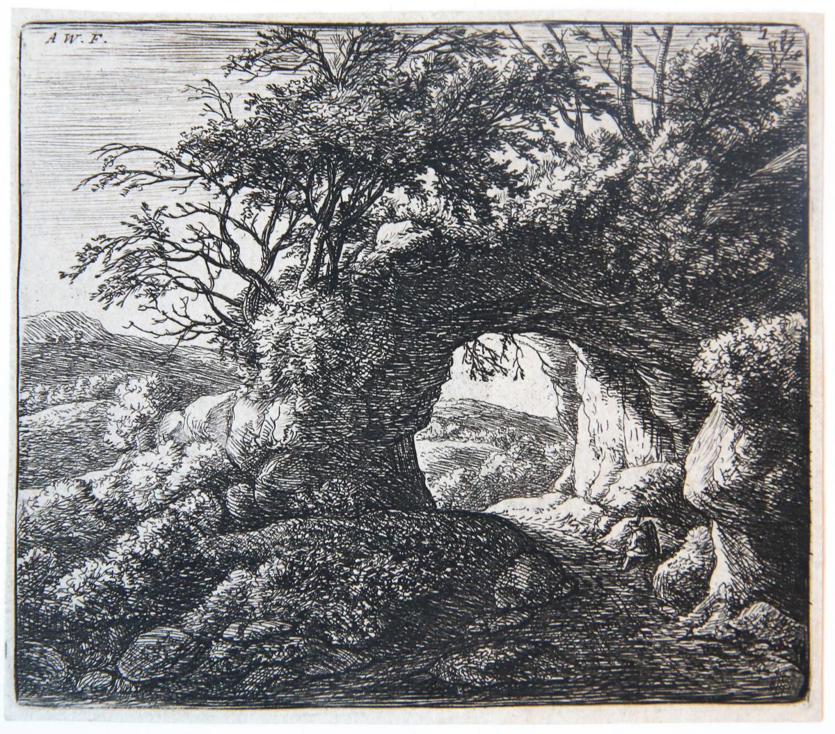 The pierced rock [set: Landscapes, four plates]. (De rots met gat erin).