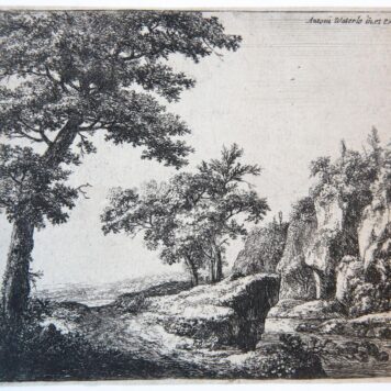 A river with rocky banks [set: six numbered landscapes]. (Rivier met rotsige kant).