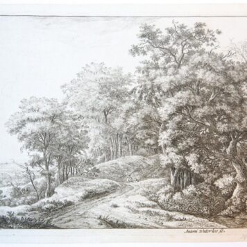 Two men in a hollow [set: Six numbered plates]. (Twee mannen in een bos).