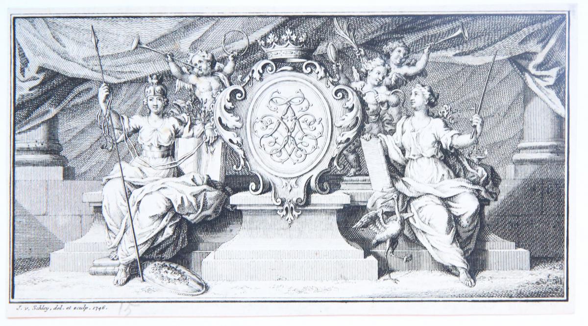 Schley, Jacobus van der (1715-1779) - Crowned coat of arms (wapen met kroon).
