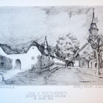 [Modern print, drypoint] H. Brecher-Eibuschitz, The house where Ludwig van Beethoven lived in 1817, 1926.