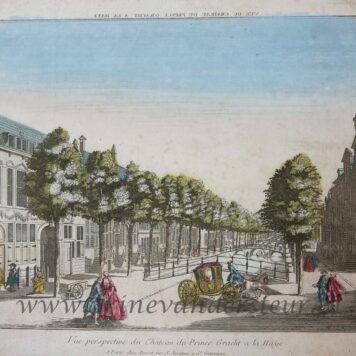 [Handcolored Opticaprent/Optical view The Hague/Den Haag] Vue perspective du Chateau du Prince Gracht a la Haye. Published ca. 1770.