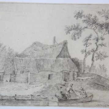[Antique drawing] River landscape with fishermen (Rivierlandschap met vissers), 1805 [?].