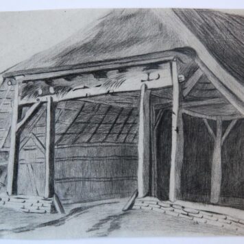Three views of a barn (drie tekening van boerderijen).