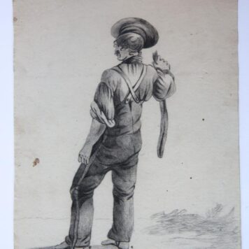 Standing man with hat. (Tekening van staande man met hoed).