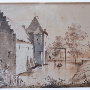 Drawing/Tekening: View of a side of a castle/Gezicht op een kasteel.