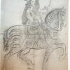 [Antique print, etching] Calligraphy portrait of William III on horse (gekalligrafeerd portret van Willem III op paard), published ca. 1700.