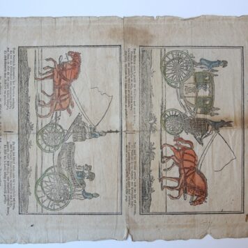 [Handcoloured woodcut/Handgekleurde houtsnede/Centsprent/Catchpenny print] Zie Neêrlands koning met zijn' dierb're gemalin, en kroonprins, Neêrlands hoop en Ruslands groot-vorstin.