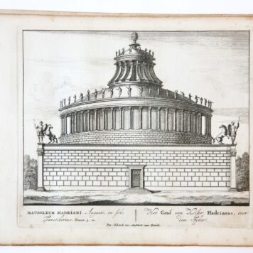 [Antique print, etching/ets, Rome] MAUSOLEUM HADRIANI... Views of Rome [Set title] (gezicht op Rome: Het graf van keizer Hadrianus, over den Tyber), published 1705.