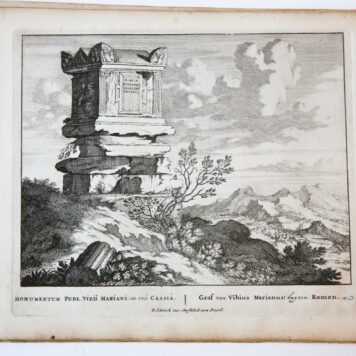[Antique print, etching/ets, Rome] MONUMENTUM PUBL. VIBII MARIANI; in via CASSIA... Views of Rome [Set title] (gezicht op Rome: Graf van Vibius Marianus, buyten Romen), published 1705.