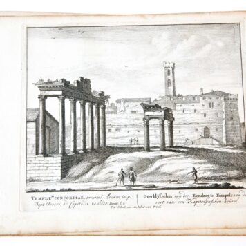 [Antique print, etching/ets, Rome] TEMPLU[M] CONCORDIAE... Views of Rome [Set title] (Gezicht op Rome: Overblyselen van des Eendragts tempel, aan den voet van den Kapitolynschen Heuvel (Tempel van de Eendracht)), published 1705.