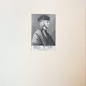 Engraving/gravure: ALDVS MANUCIVS (Portrait of Aldo Manuzio) (Portret van Italiaanse humanist en publicist Manuzio).