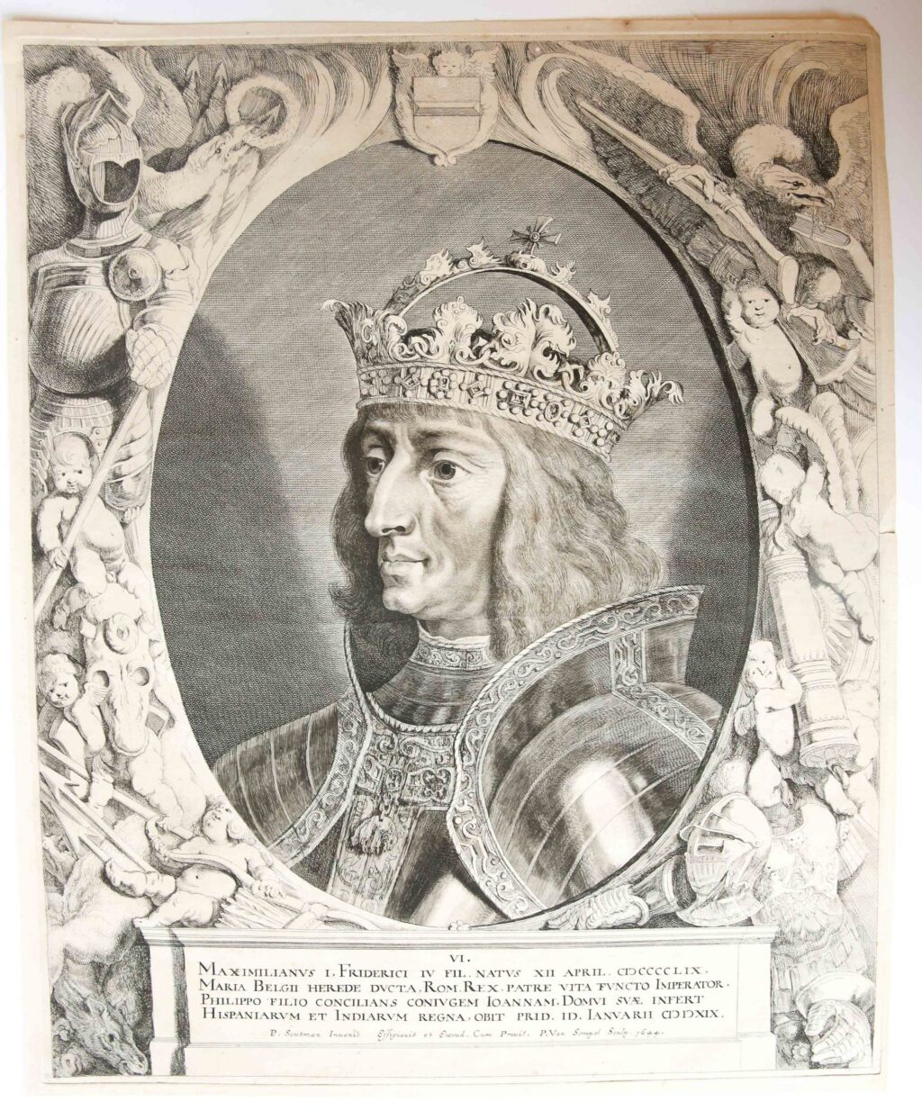 Ets en gravure/etching and engraving: Maximilianus I, Imperator (Emperor Maximilian I) [set title: Effigies imperatorum domus Austriacae, 1644] (Keizer Maximiliaan I).