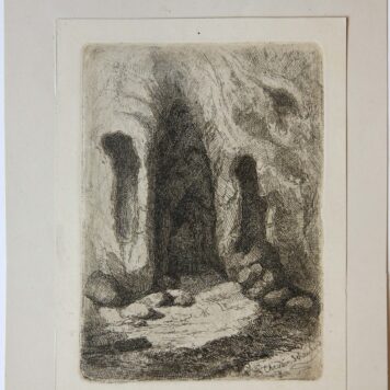 Etching, engraving and drypoint/Ets, gravure en naald: Cave withing rocks (Grot in de rotsen).