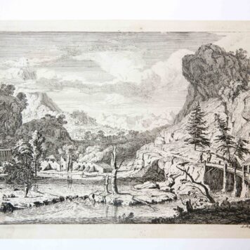 [Antique prints, etchings/etsen] Two river landscapes [set: Classical Landscapes] (Twee rivier lanschappen), published before 1700.