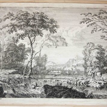 [Antique prints, etchings/etsen] Two river landscapes [set: Classical Landscapes] (Twee rivier lanschappen), published before 1700.