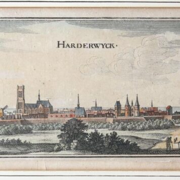 [Antique print, handcolored etching] Harderwyck (Harderwijk), published ca. 1650.