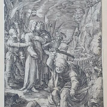 [Antique print, engraving, 1653] The betrayal of Christ /De Judaskus (set title: Passion of Christ), published 1653, 1 p.