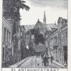 Wood engraving/Houtgravure of St. Anthoniestraat, Haarlem. From the book: Eenentwintig houtgravures van Haarlem en omgeving omstreeks het jaar 1909, Haarlem, De Tuinwijkpers, 1971. 190 x 165 mm.