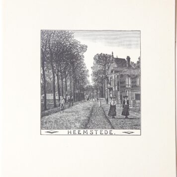 Wood engraving/Houtgravure of Heemstede. From the book: Eenentwintig houtgravures van Haarlem en omgeving omstreeks het jaar 1909, Haarlem, De Tuinwijkpers, 1971. 190 x 165 mm.