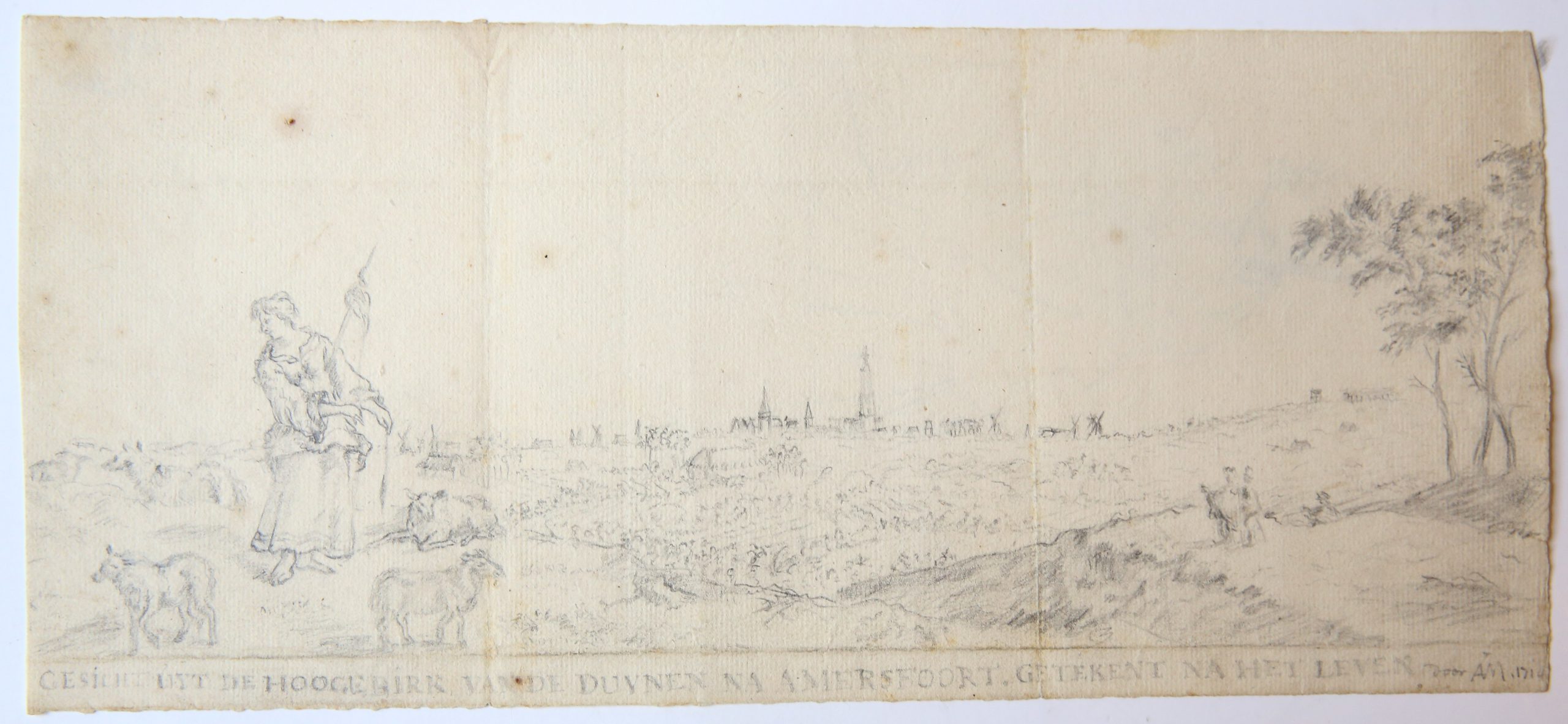 [Antique drawing] View of Amersfoort [GESICHT UYT DE HOOGE DIRK VAN DE DUYNEN NA AMERSFOORT. GETEKENT NA HET LEVEN] (Gezicht op Amersfoort).