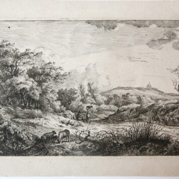 [Antique print, etching] Landscape with shepherd and shepherdess (landschap met shaapsherder en herderin), published ca. 1781-1822.