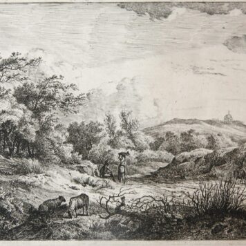 [Antique print, etching] Landscape with shepherd and shepherdess (landschap met shaapsherder en herderin), published ca. 1781-1822.