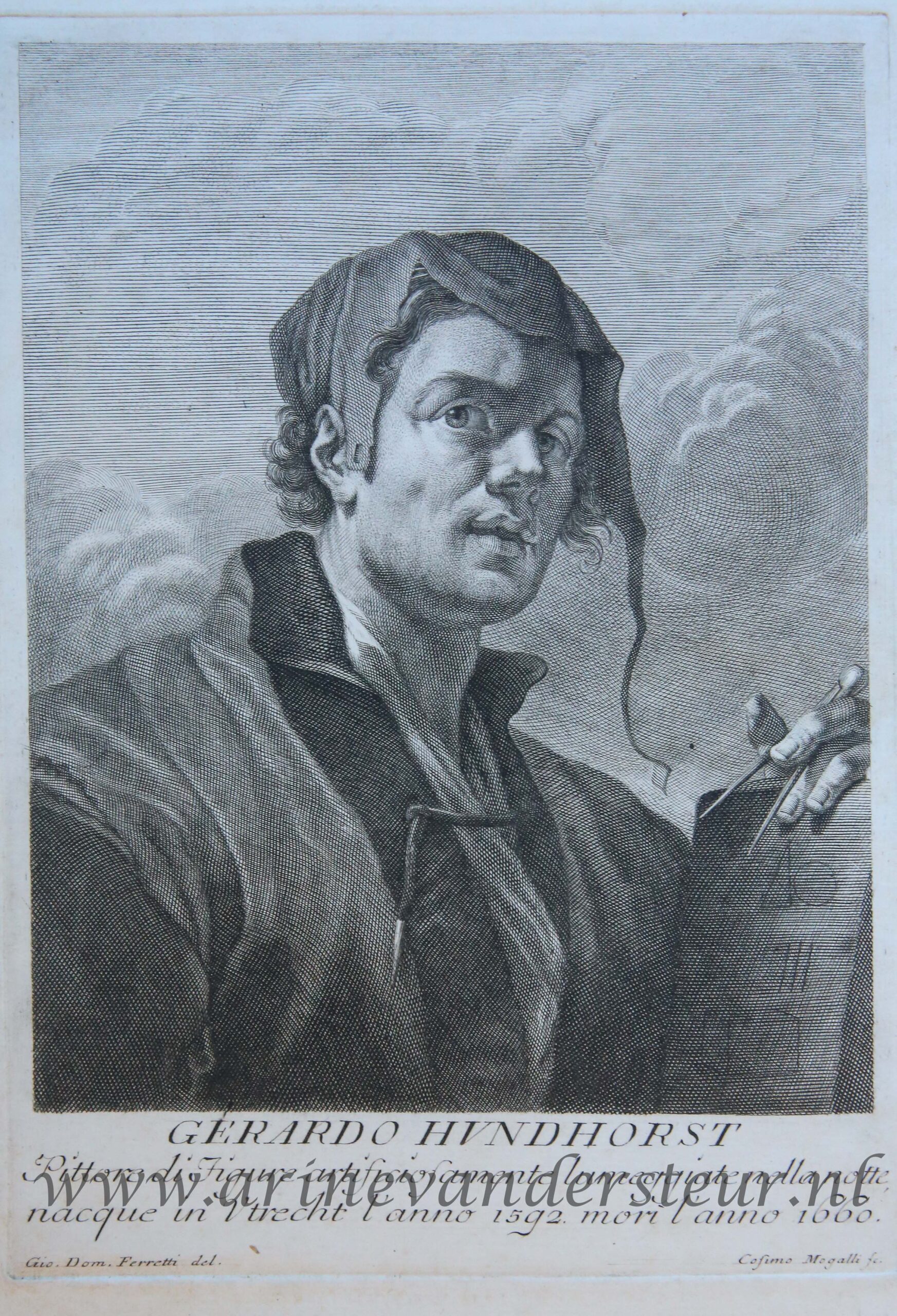 [Portrait print Gerard van Honthorst] GERARDO HVNDHORST (Museum Florentinum)