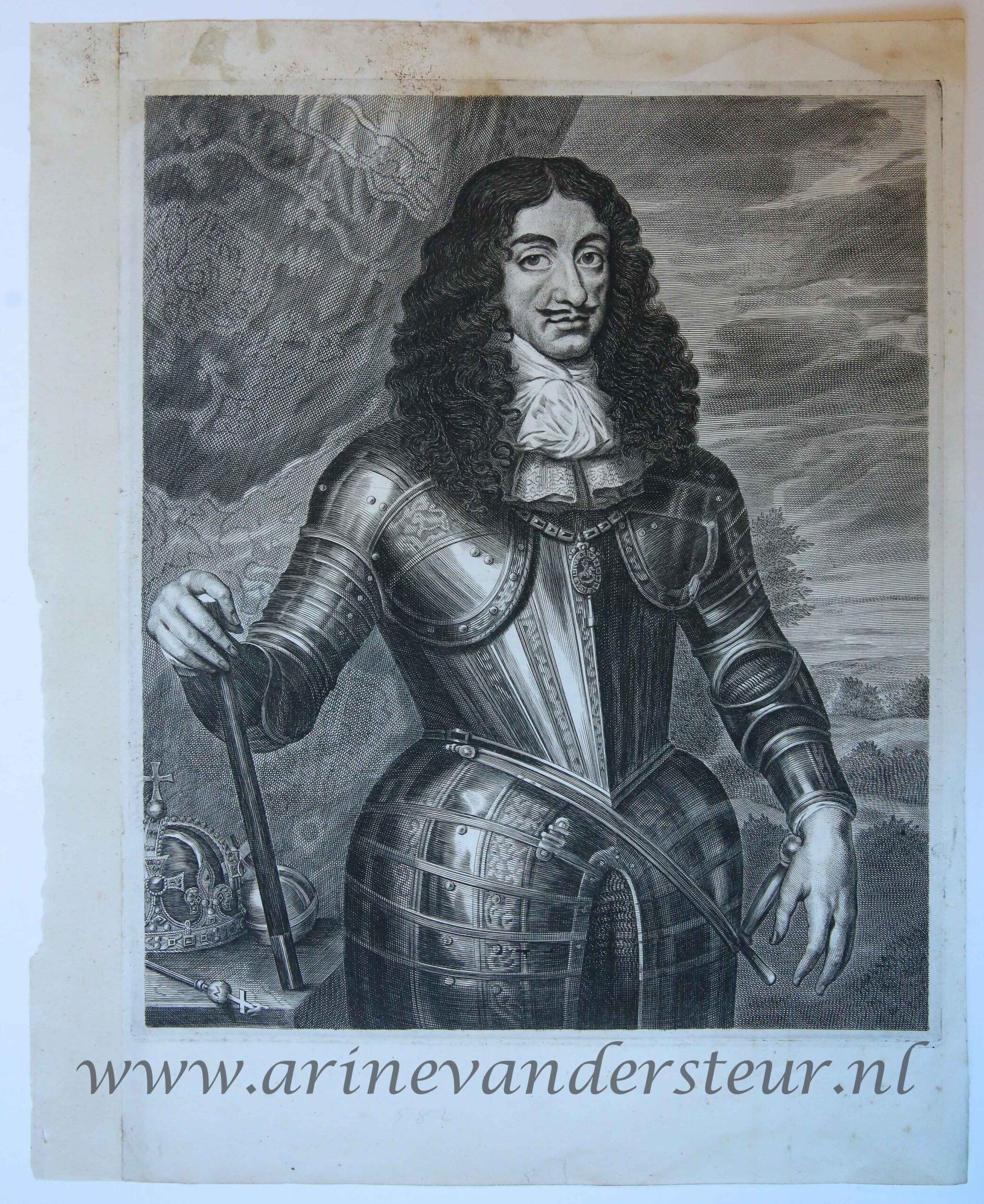 [Portrait print, engraving/gravure] Charles II Stuart of England (1630-1685) or King Leopold I king of Germany (1640-1705)/Karel II was koning van Engeland, Schotland en Ierland, published